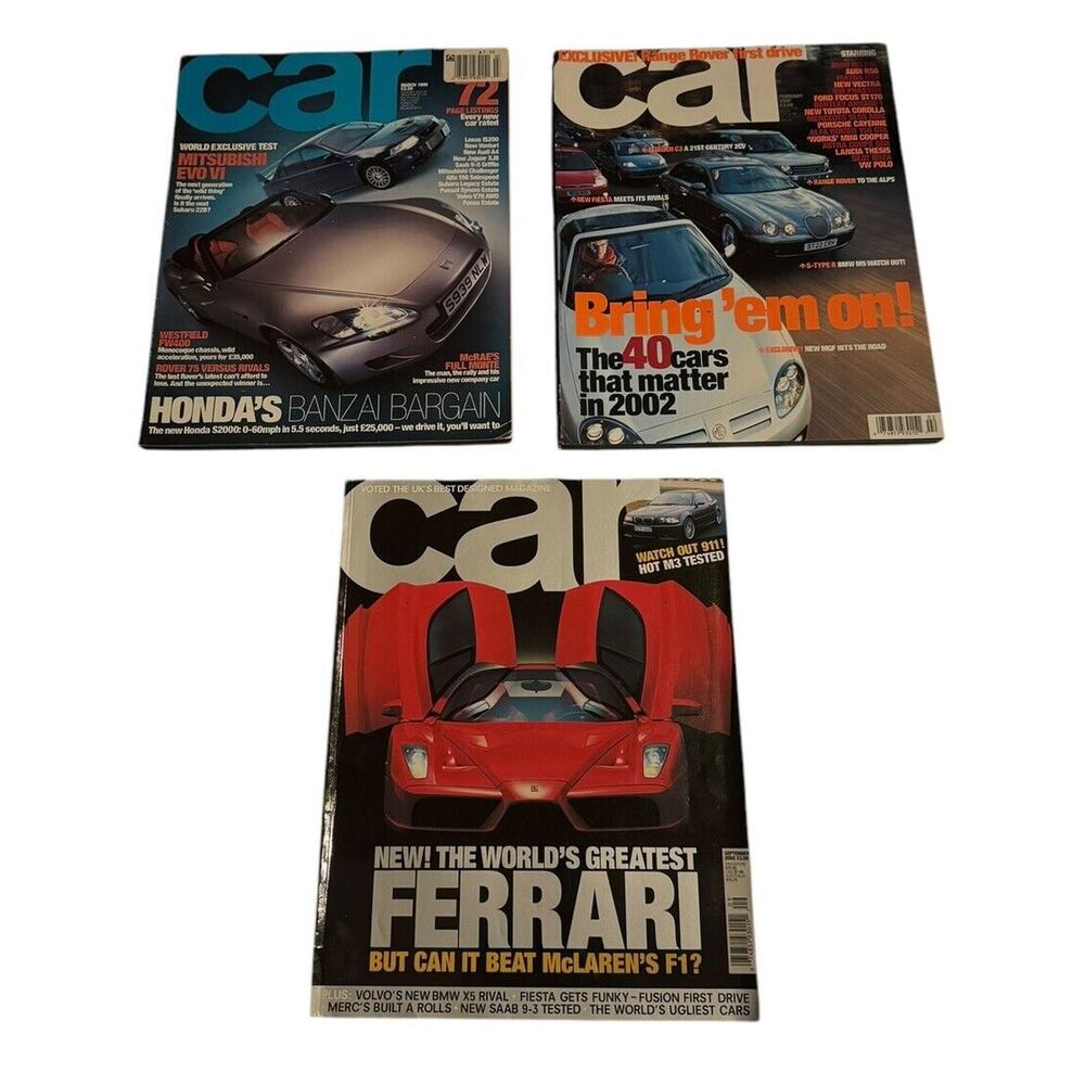 Car Magazines (3 Issues)‎ 1999 & 2002 March February September Ferrari Euro Cars
